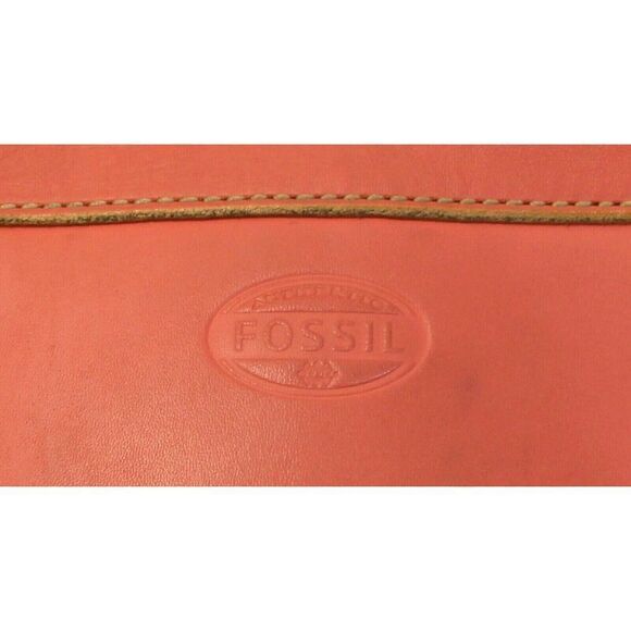 Fossil SALMON PINK GENUINE LEATHER FLAP TURN LOCK CROSSBODY PURSE SHOULDER BAG - Picture 4 of 12